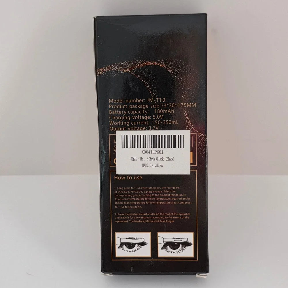HeatedGirls JM-T10 Electric Eyelash Curler Heated Lash Lifter Black Rose Gold